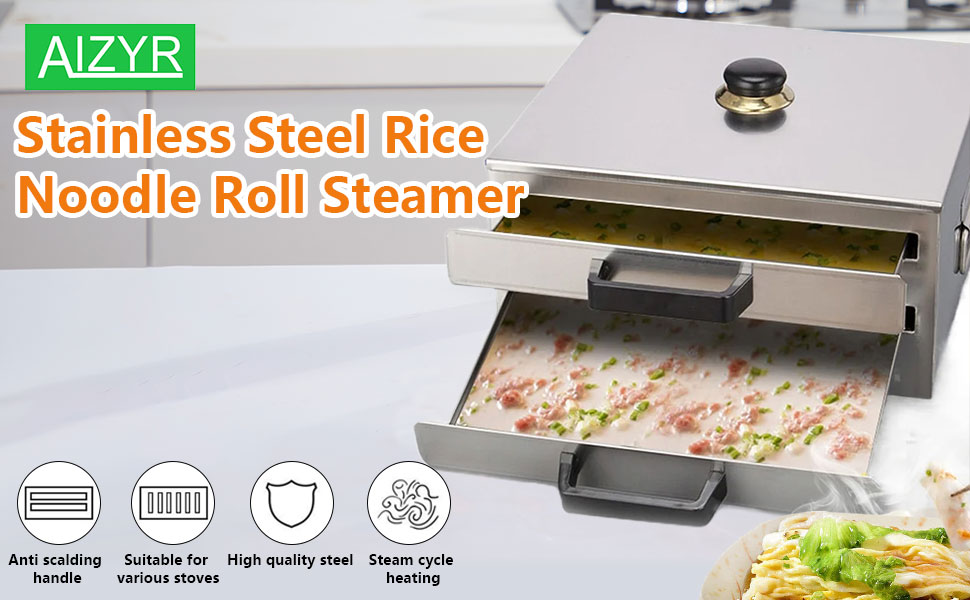 AIZYR 304 Stainless Steel Rice Noodle Roll Steamer 2