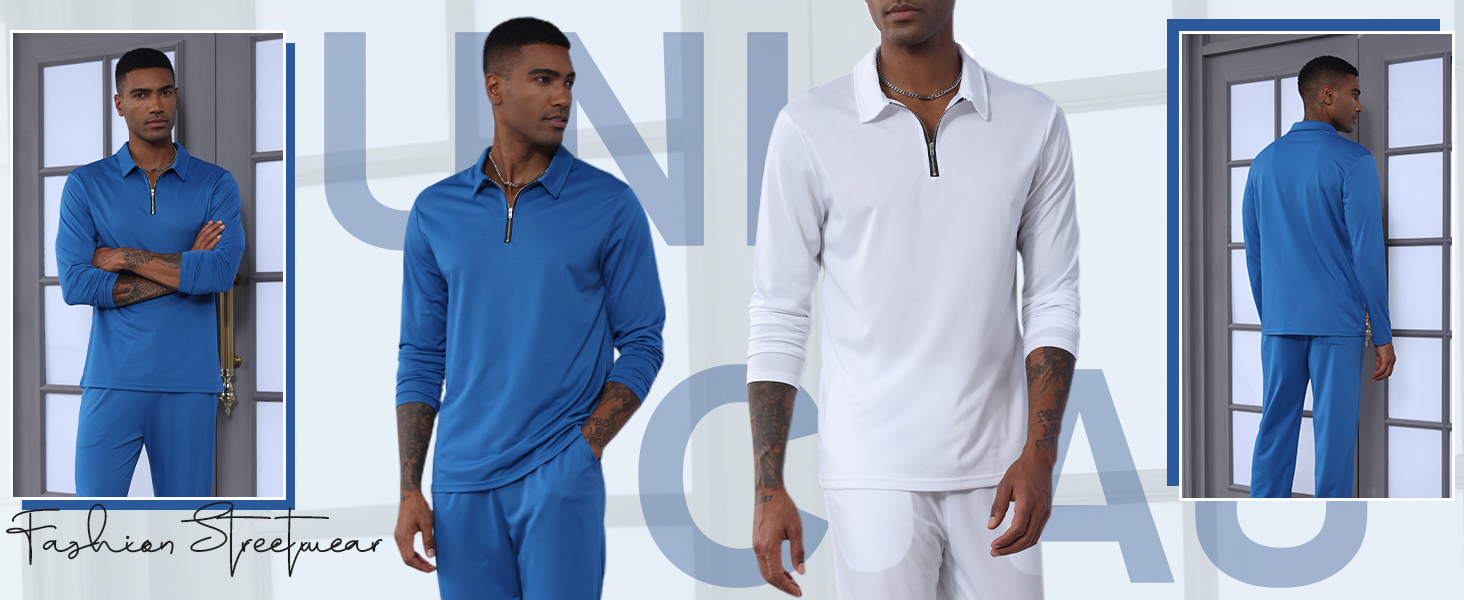Men's Tracksuit 2 Piece Quarter Zip Sweatsuit Sets