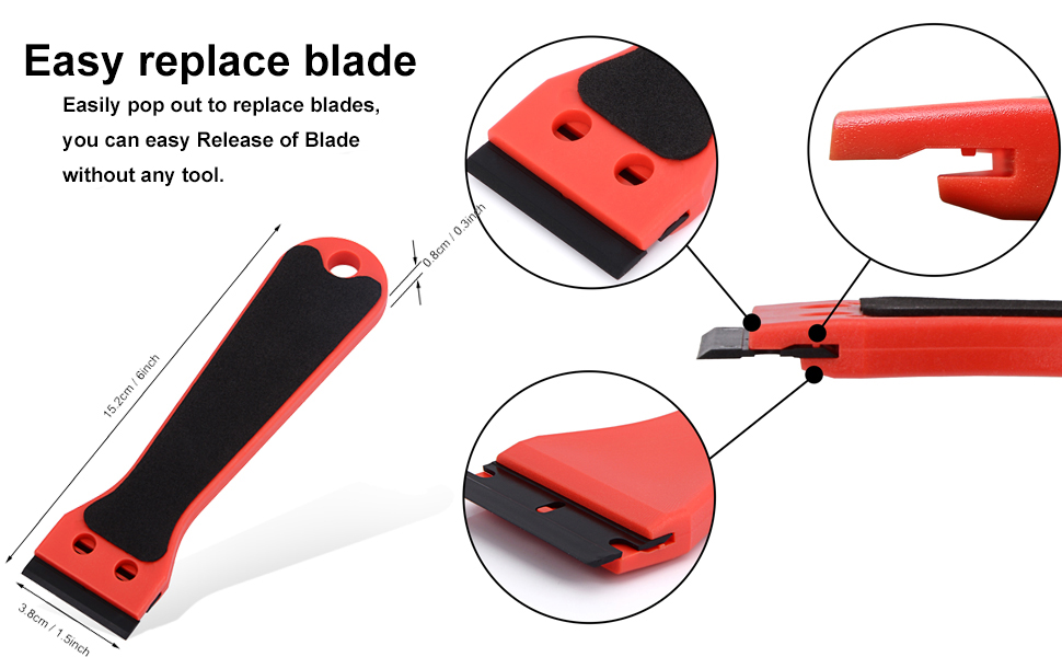 Ehdis 2 pcs Plastic Scraper with 100 Plastic Razor Blade, 6 NCH Long