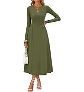 MEROKEETY Women's Long Sleeve Flowy A Line Dresses 2025 Fall Fashion Elegant Cutout Wedding Guest...