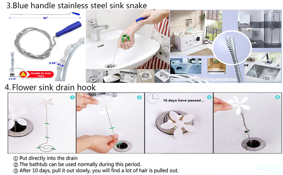 Forlivese Drain Snake,6 Pack Shower Drain Unblocker,Multifunctional