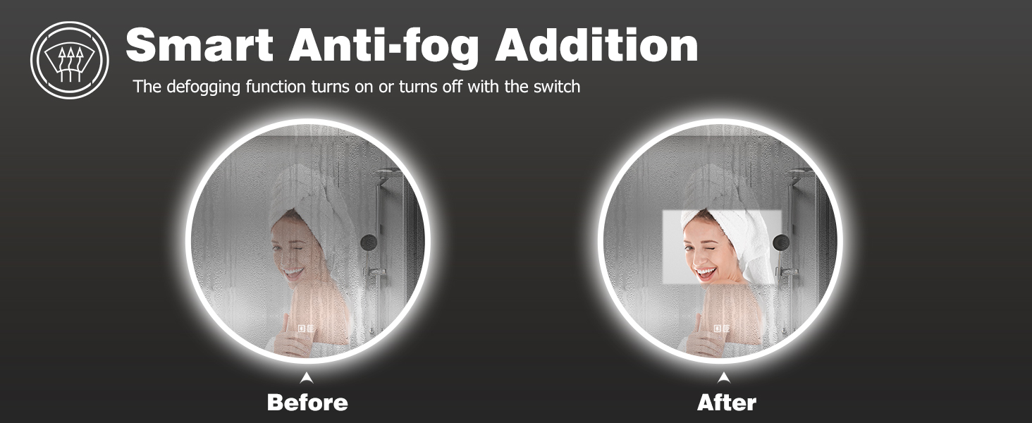 Acezanble 600mm Bluetooth Round Bathroom Mirror With LED Light Illuminated Wall Mounted Vanity Mirror With Demister Anti Fog Large Circle Makeup~p121248081