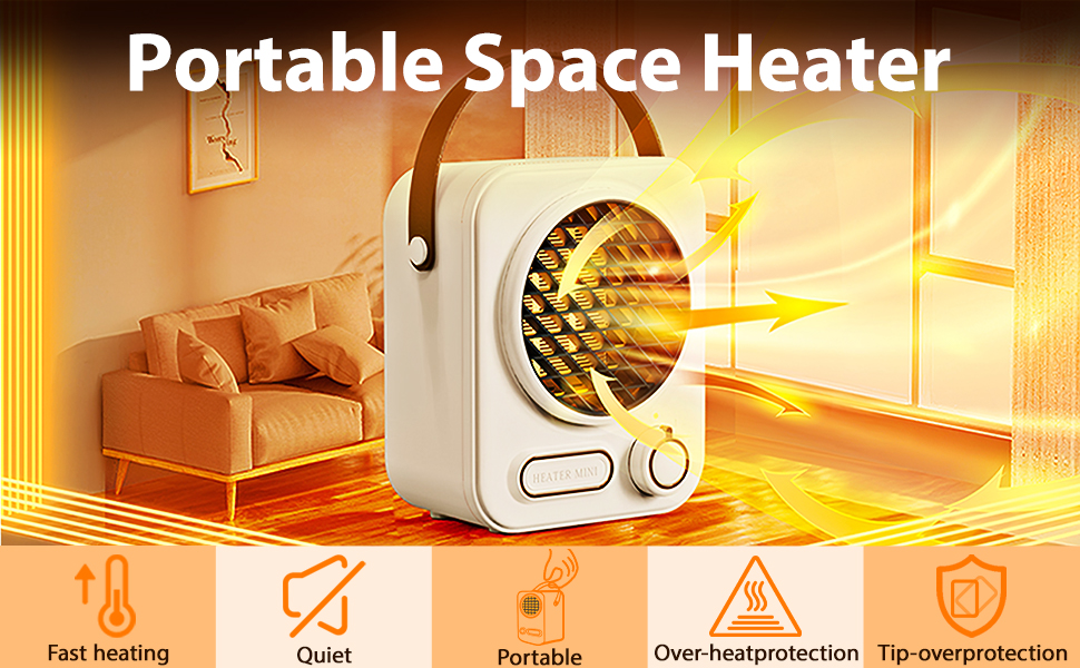 xuenair Desk Heater, 1050W Small Electric Heater with 2 Speed