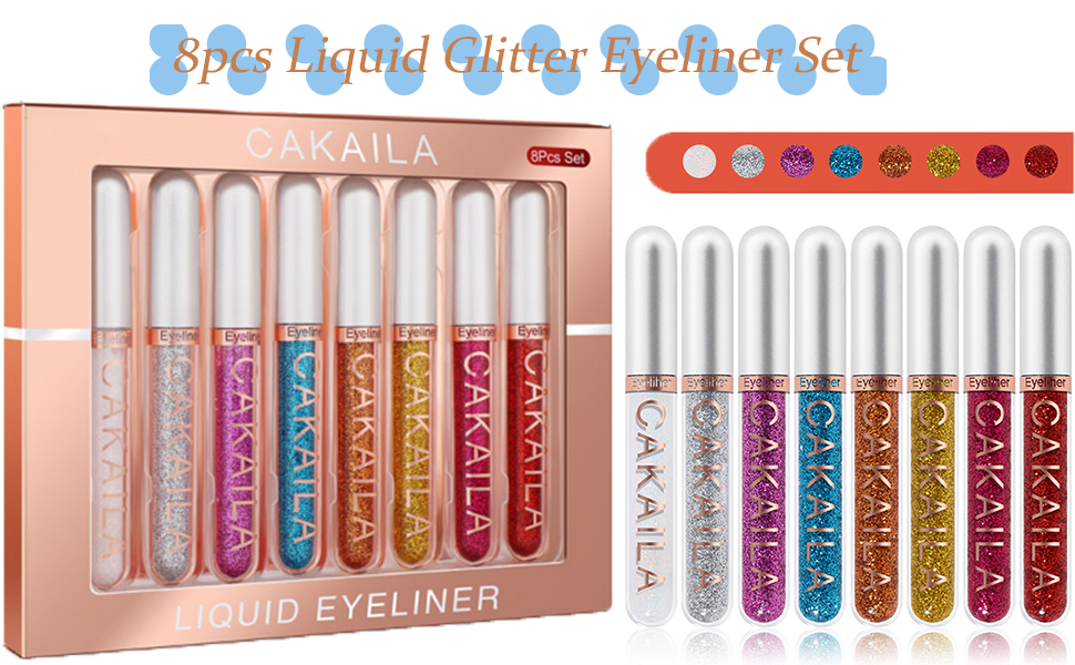Gireatick 8pcs liquid glitter eyeliner set with gift package