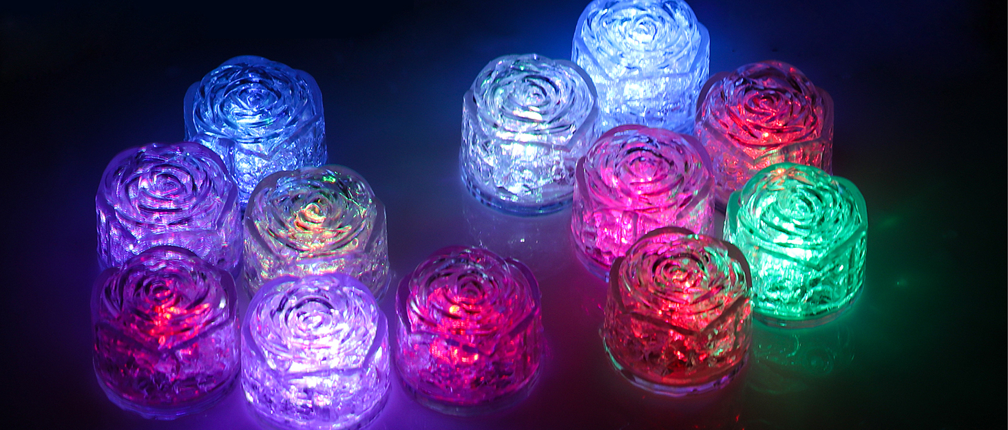 Light Up Ice Cubes, 24 Pack Multi Color Led Ice Cubes for Drinks with Changing