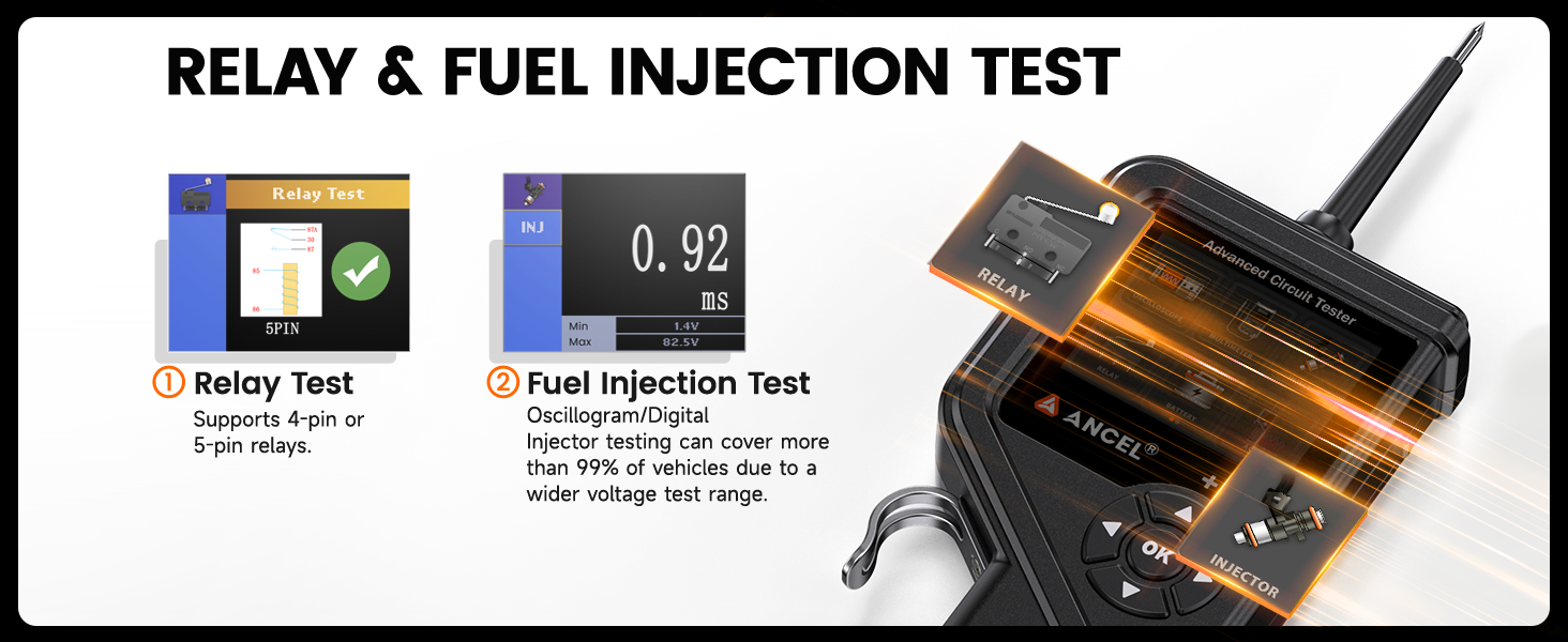 Fuel Injectors Test, Fuse Relay Tester