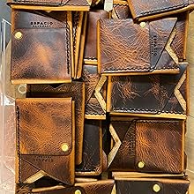 pecan brown minimalist edc wallet card holder slim money clip leather badalassi