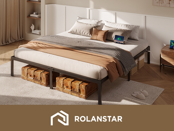 Rolanstar Twin Bed Frame with Built-in USB Charging Station