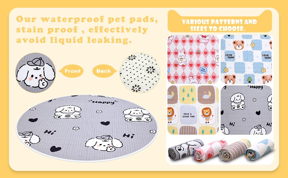 OPEYATOYS 4 Pack 36" Round Washable Whelping Pads for Dogs
