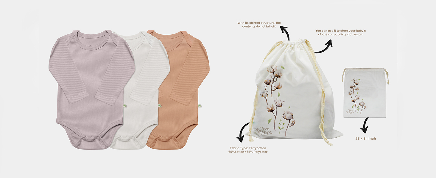 Baby Bodysuits Vests I Long Sleeve Cotton Bodysuit