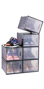 6 Pack Ultra Large Shoe Organizer Box, Black