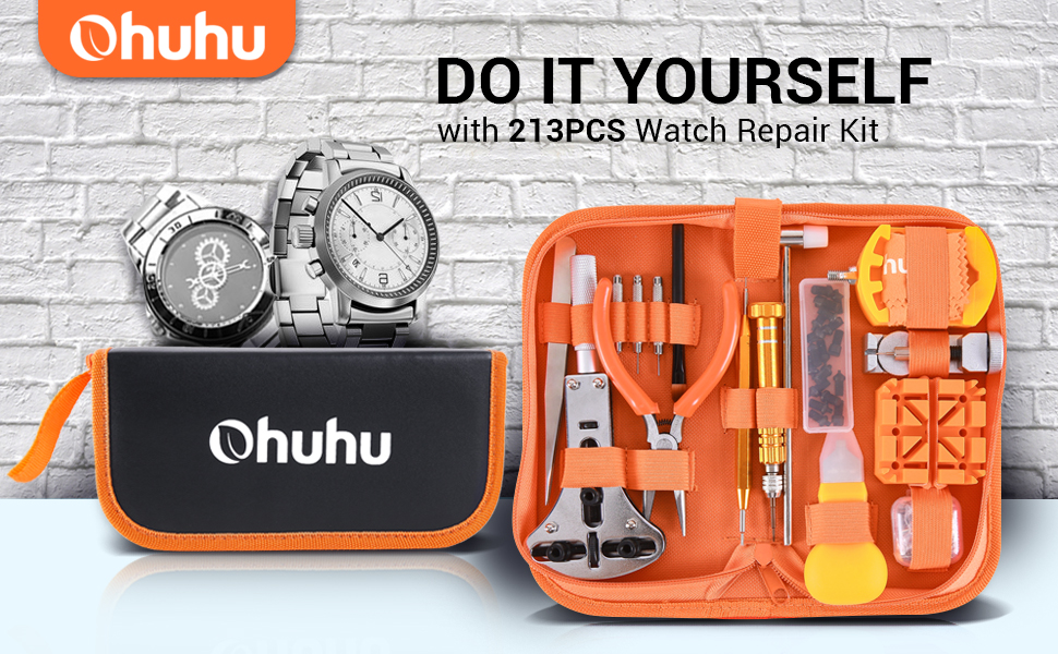 Watch Repair Kit Battery Replacement Tools Set, Ohuhu 213 PCS Watches Repairing Kits