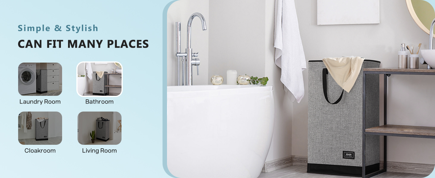 SOLEDI Laundry Basket 70L Freestanding Tall Clothes Hamper with