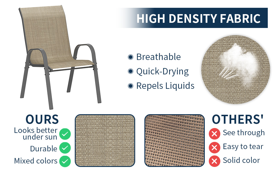 Amopatio Patio Chairs Set of 6, Outdoor Stackable Dining