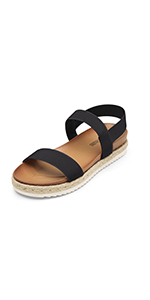 black wedge sandals