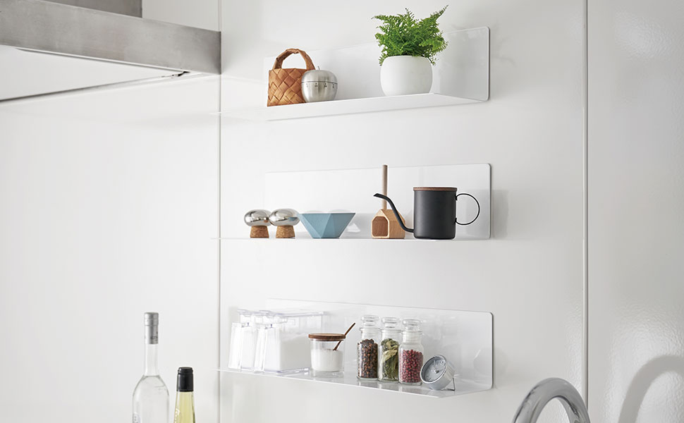 Amazon｜山崎実業(Yamazaki) マグネットキッチン棚 ワイドホワイト 約