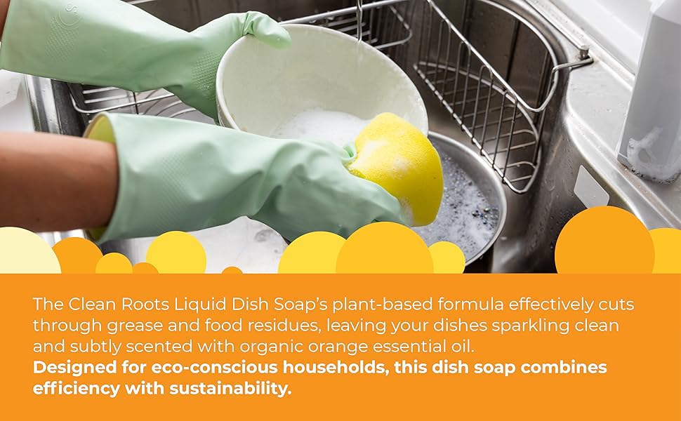 Clean Roots, Liquid Dish Soap, Organic, Vegan, Plant Based, Cruelty Free