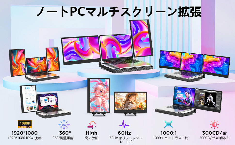 Amazon.co.jp: デュアルディスプレ トリプルモバイルモニター