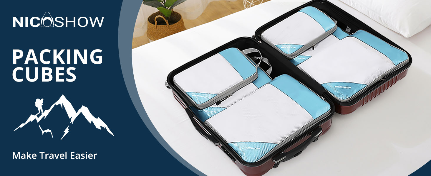 Compression Packing Cubes Travel Organizer, NICOSHOW Packing Cubes for