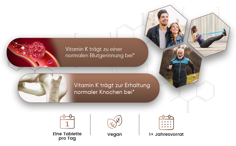 a graphic showing the benefits of vitamin k and a healthy diet.