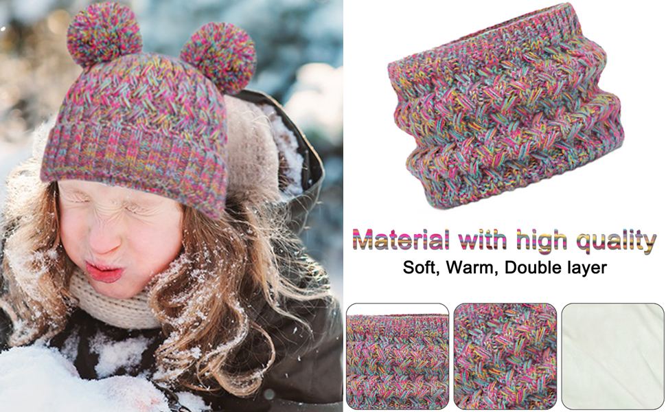    Kids Winter Beanie Hat Scarf and Touchscreen Gloves Set