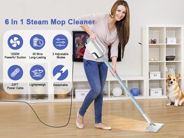 オートスチーム Amazon.com - Steam Cleaner, 6 in1 Rotated Steam Mop Cleaner