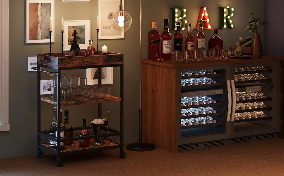 IDEALHOUSE Bar Carts for The Home, Bar Cart, Serving Cart