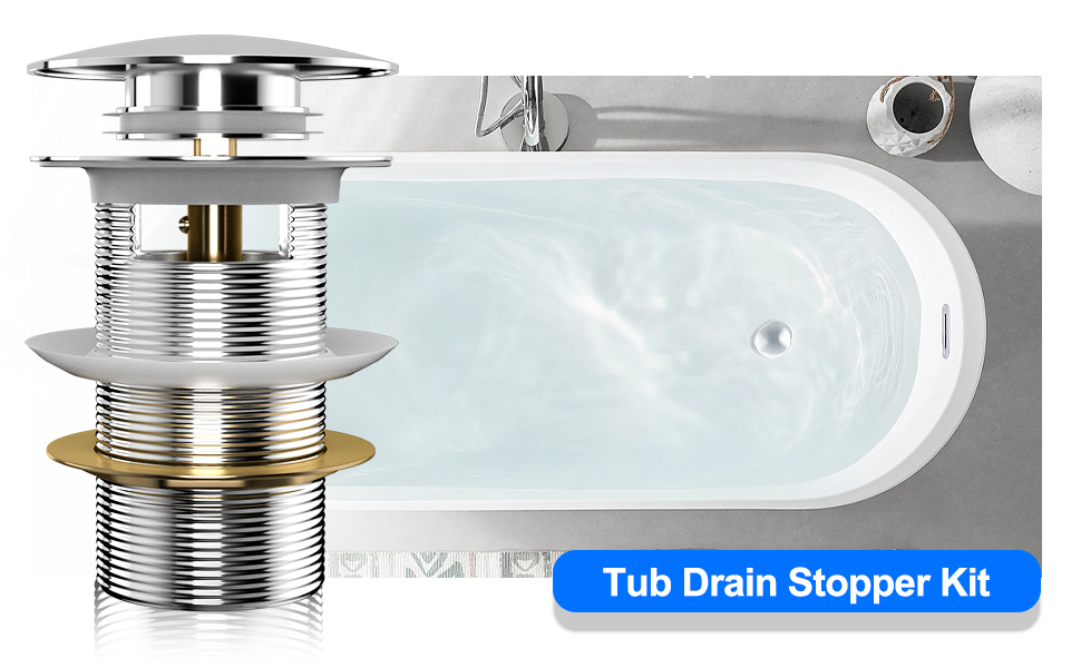 Fibetter Popup Drain for Freestanding Tub, Free Standing Bathtub Drain Stopper Kit for Tub