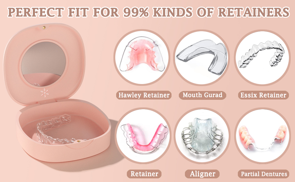 Cute Retainer Case With Vent Holes & Mirror, Portable Slim