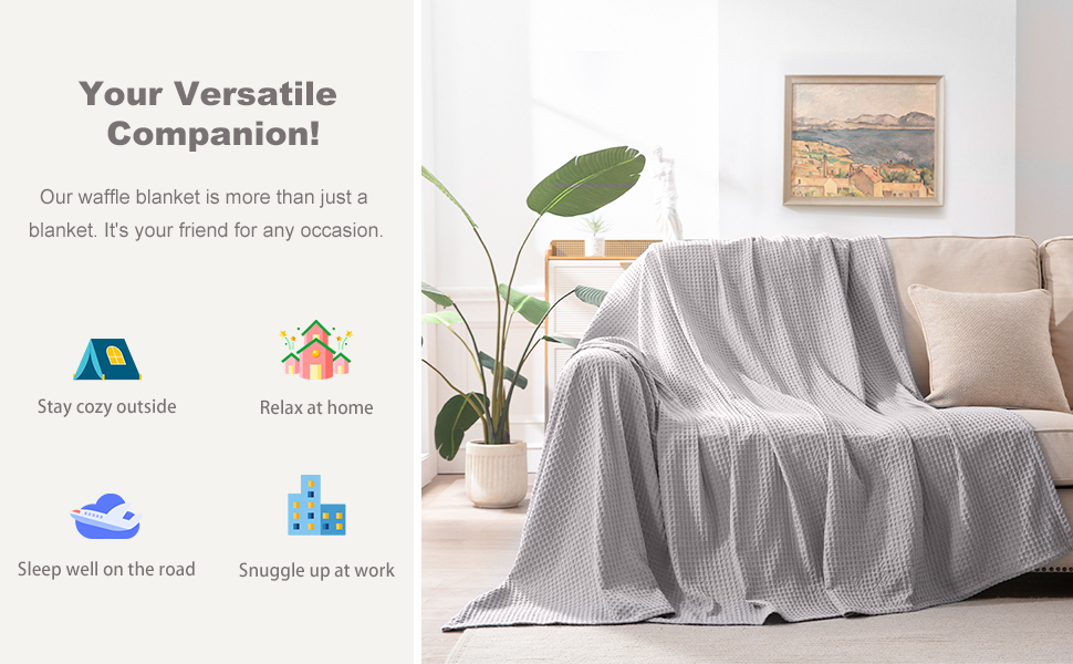 GRT Waffle Weave Blanket Queen Size for Bed Soft