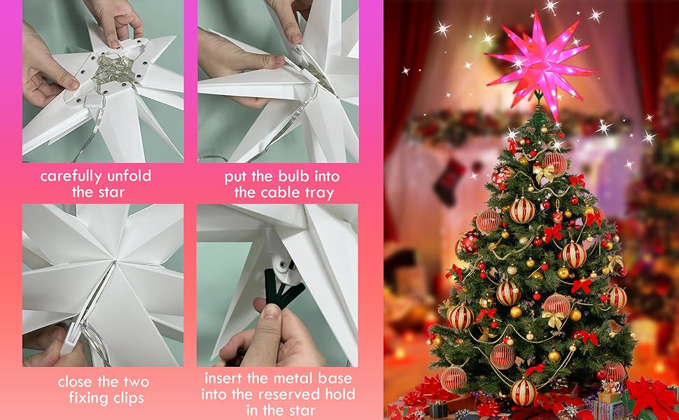 10 Inch Christmas Star Tree Topper, RGB Color Change