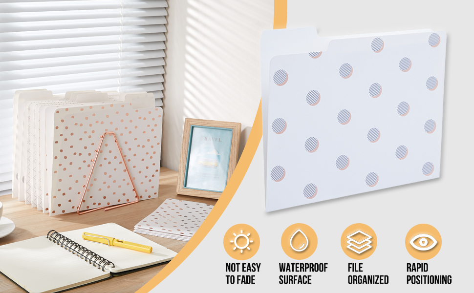 Y YOMA 12 Pack Rose Gold File Folders Letter Size Decorative File