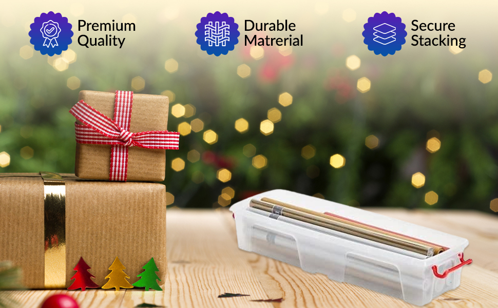 1ABOVE 20 Litre Wrapping Paper Storage Box, Extra Strong Box with Lid