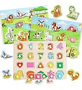 lenbest 3 Pezzi Puzzle Legno Bambini 2 3 4 - Giochi Bambini 2 3 Anni - Giochi Montessori 1 Anno -...