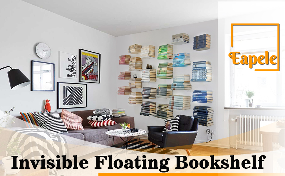 Eapele Floating Book Shelves, White Dove Color Coated, Steel Constructed Hidden