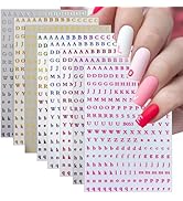 8Sheets Glitter Letter Nail Art Stickers,3D Self-Adhesive Metallic Nail Decals Holographic Laser ...