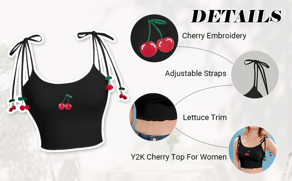 トップス Cherry Pattern Strap Top M Shipping in mid-August]Cherry Pattern Strap Top