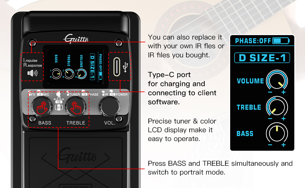 GUITTO GGP04 Acoustic Guitar IR Vibration Pickup with Multiple Classical Guitar IR