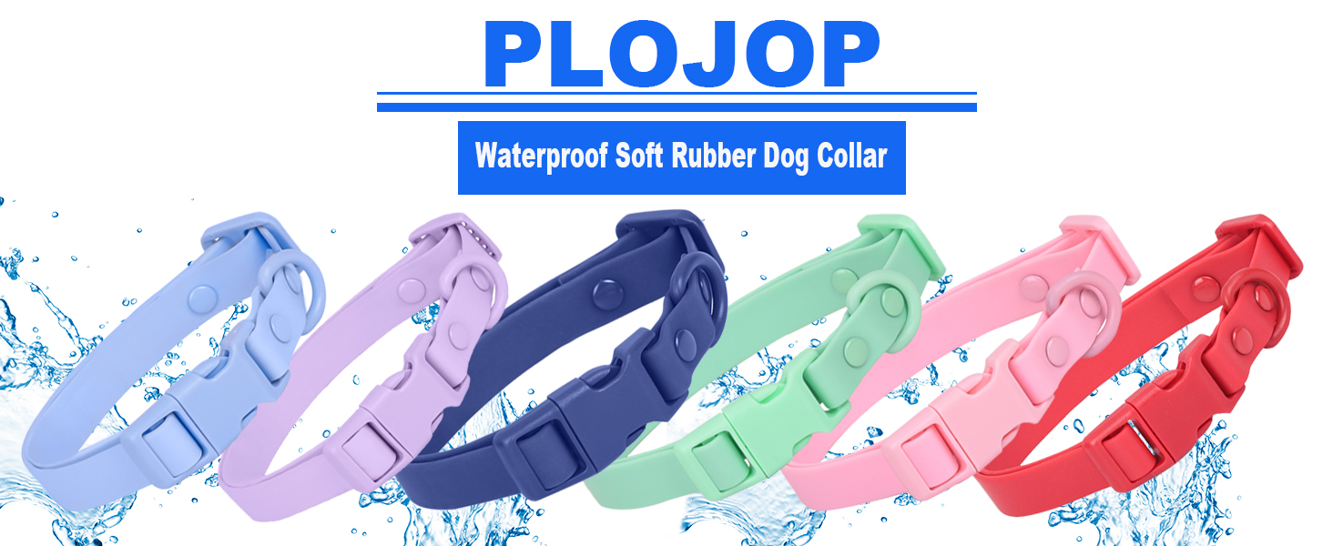Waterproof Dog Collar Soft Rubber Dog Collar with Safety Buckle Adjustable Pet