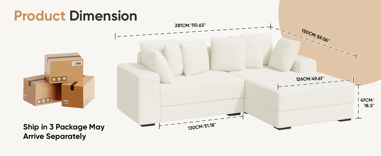 Luxanimarion 111‘’ Cloud Sectional Couch