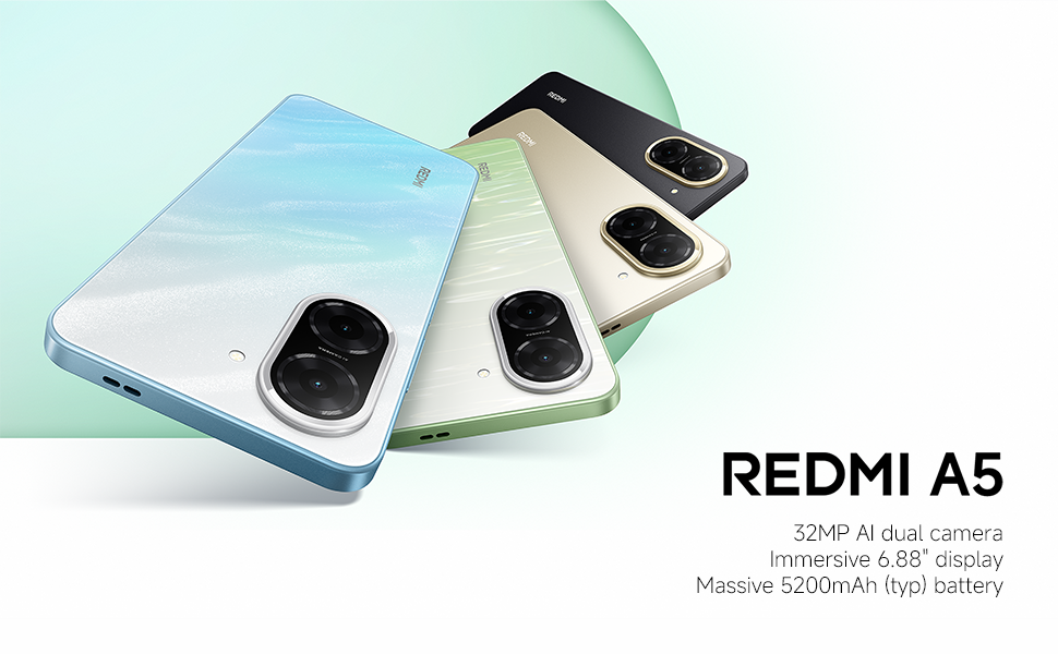 Redmi A5 Smartphone, 3+64GB, Gold, Super Clear 32MP AI