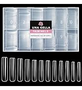 UNA GELLA Extra Long Tapered Sqaure Nail Tips Full Cover 504pcs No C Curve Clear Gel Nail Tips XX...