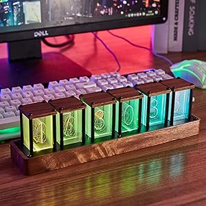 ニキシー管時計 発光管時計 置き時計 デジタル 七色 LED ヴィンテージ Amazon.co.jp: QuiExact ニキシー管時計 発光管時計 レトロ