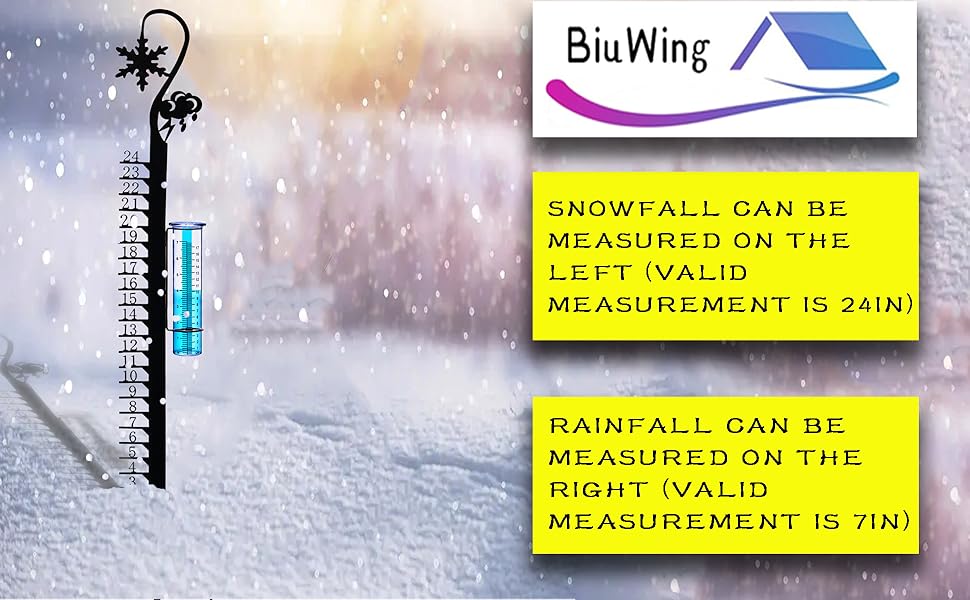 BIUWING Rain Gauge Snow Gauge Outdoor, DualPurpose Gauge