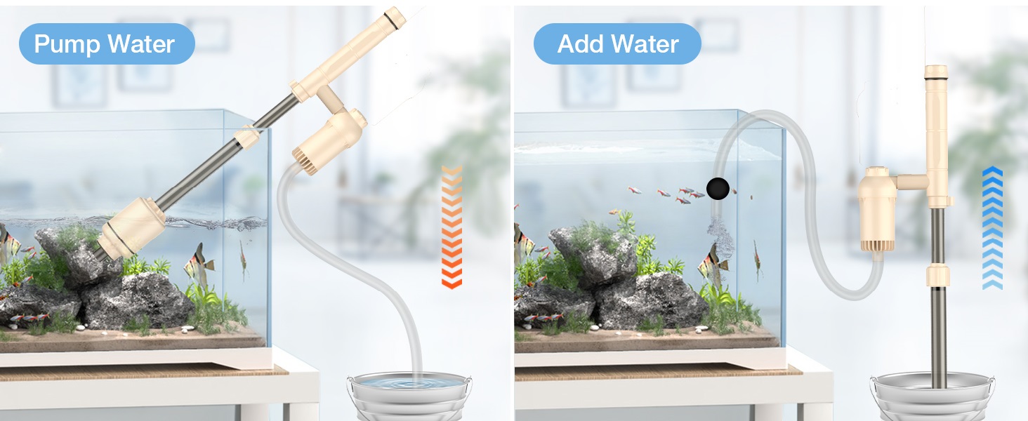 AKKEE 18W Aquarium Vacuum Gravel Cleaner 6 in 1 Electric Fish Tank Vacuum Cleaner