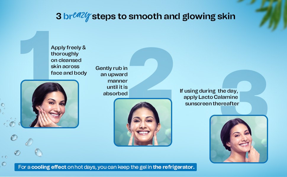 Lacto Calamine Light moisturising gel. Nonsticky hydrating face & body