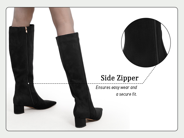 趣味 made in USA3 Amazon.com | NUMALEO Black Womens Knee High Boots Suede Zip
