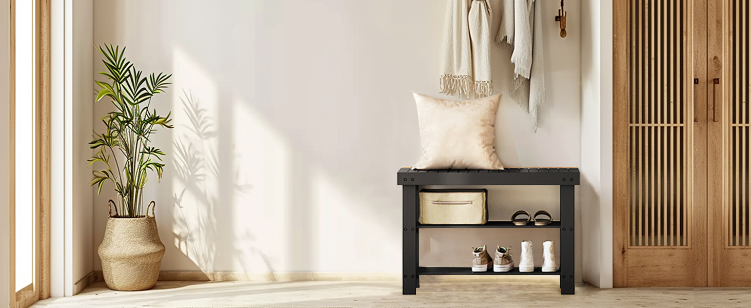 Bamboo Shoe Rack Bench