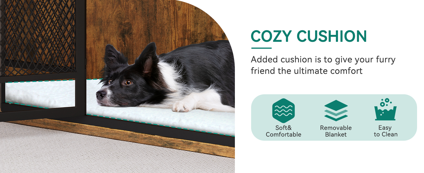 YITAHOME Corner Dog Crate Furniture, 43.7 inch Wooden Dog