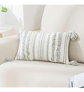 decorUhome Decorative Boho Throw Pillow Covers 12x20, Lumbar Accent Neutral Tufted Pillow Covers ...